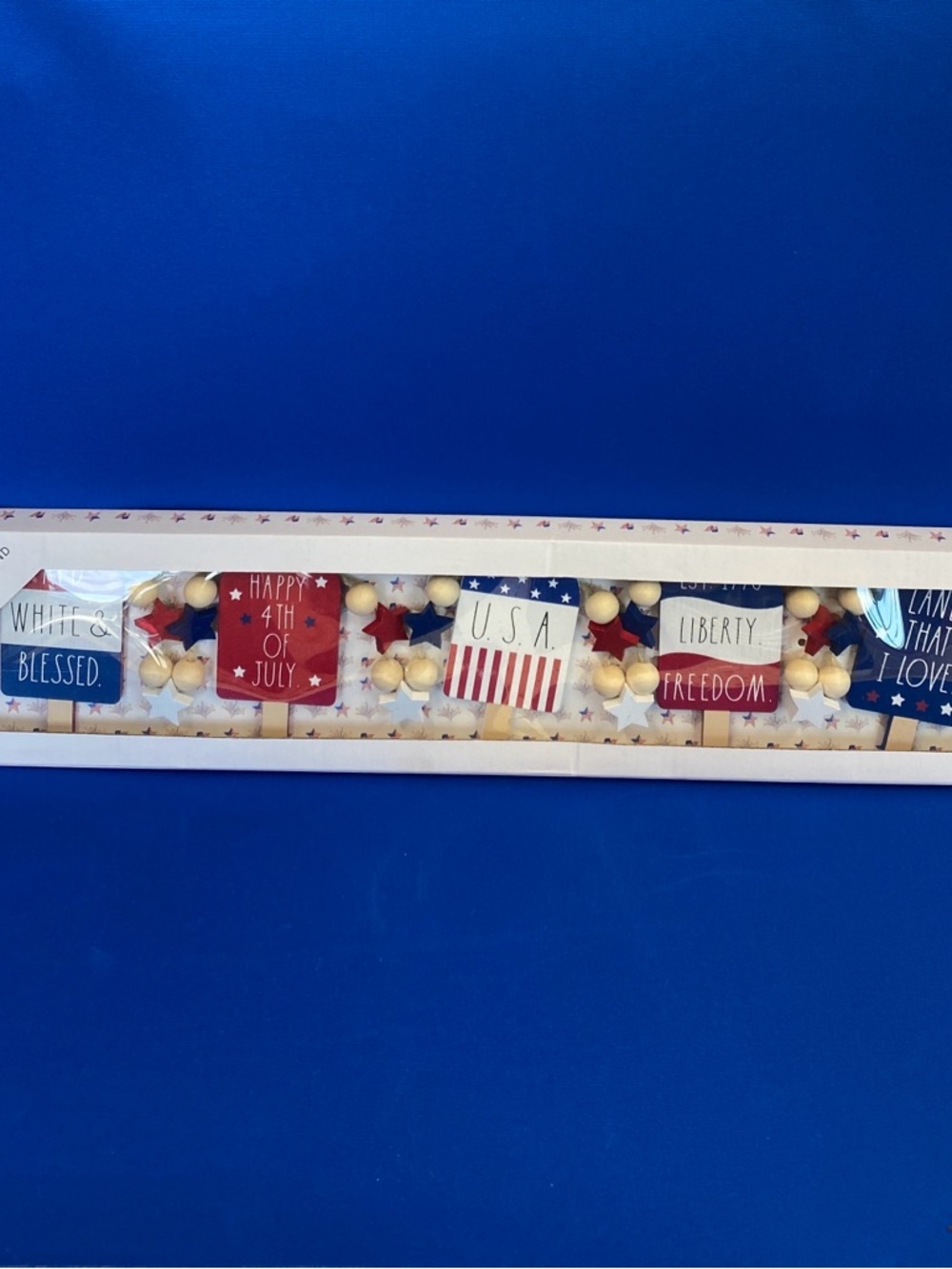 Rae Dunn Patriotic 4th of July Garland - Red, White & Blue